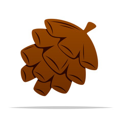 Single pine cone vector isolated illustration
