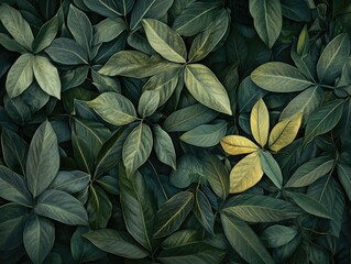 Yellow Leaf on Green Leaves