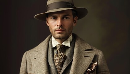 Close up portrait of a man wearing 80s style clothes