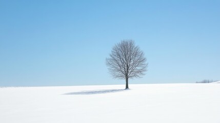 Solitary Tree in a Snowy Field