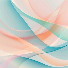 A simple abstract pastel vector background featuring smooth, curved lines in soft shades of teal, peach, and lavender, set against a light background for a clean and fresh appearance. 8k UHD, 