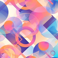 Obraz premium A modern abstract vector background with a blend of circular and square shapes in a harmonious color palette, set against a light gradient background. 8k UHD, suitable for high-quality printing 