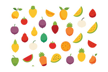 Vibrant set of colorful fresh fruit clip art.