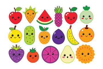 Vibrant set of colorful fresh fruit clip art.