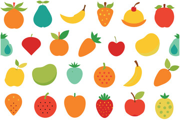 Vibrant set of colorful fresh fruit clip art.
