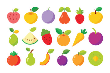 Vibrant set of colorful fresh fruit clip art.