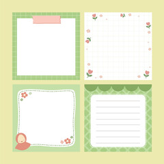 Green Themes Scrapbook notes & card flat design