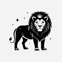 Fototapeta premium T-Shirt Print with a Black Lion on a White Background