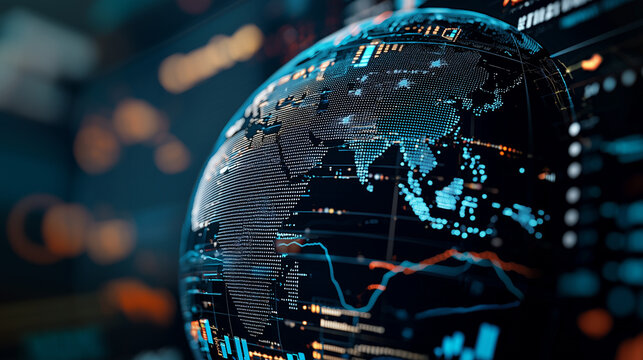 Global Economy Represented by Currency Symbols and World Map