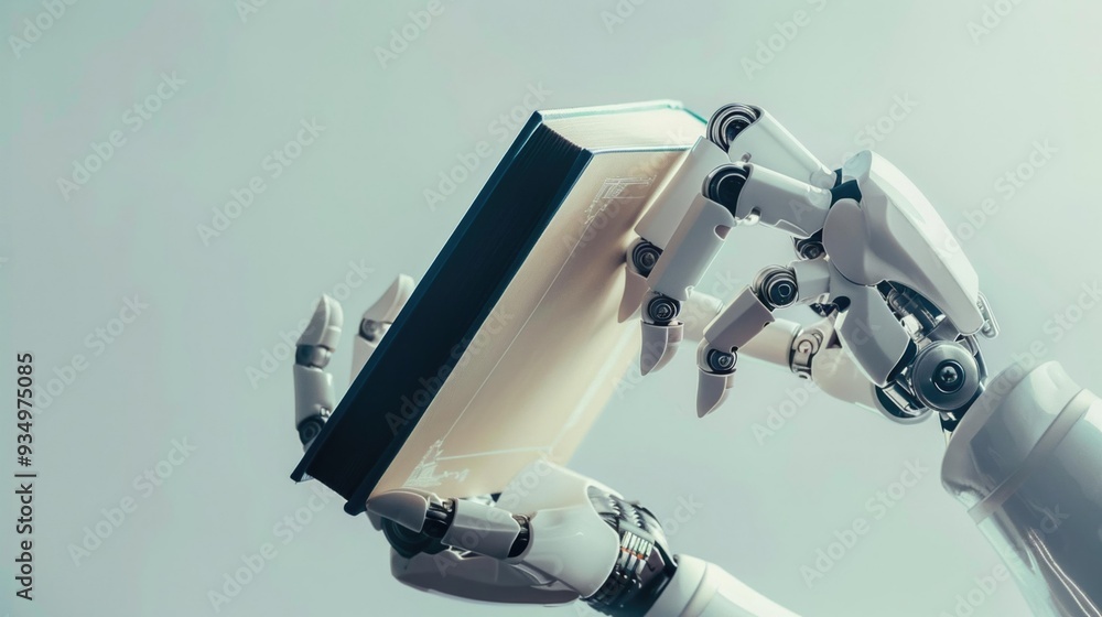 Poster close-up of a robotic arm handling delicate components, showcasing advanced technology and precision