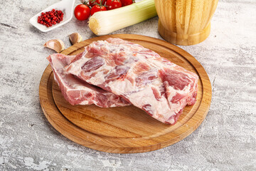 Raw pork ribs for barbecue