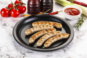 Grilled natural organick white sausages