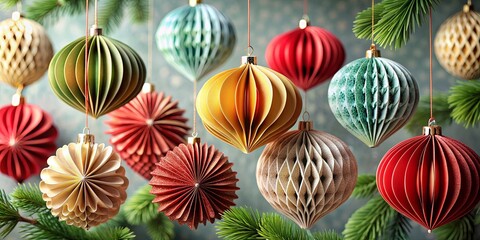 Decorative paper ornaments for holiday season, paper, ornaments, festive, decoration, handmade, craft, Christmas
