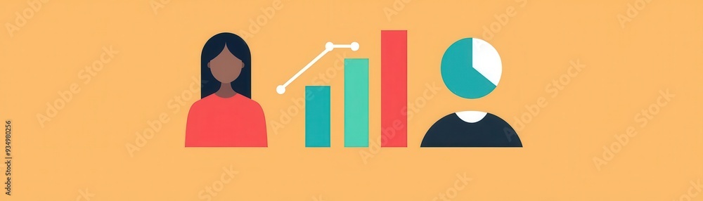 Poster data analysis tools with bar charts and pie graphs, flat design illustration