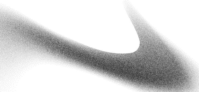 Dotwork abstract background, black grain texture, Abstract stipple sand effect, gradient backdrop from dots. Vector illustration.