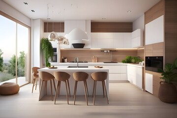 modern dining room and kitchen