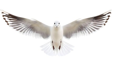Fototapeta premium White Seagull with Wings Spread, Isolated.