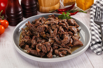 Stew beef slices with gravy