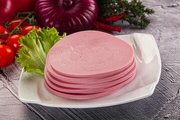 Boiled pork sliced sausage stack