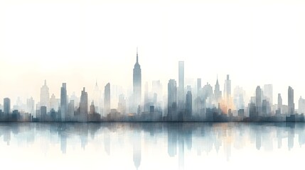 Naklejka premium City Skyline Silhouette with Reflection