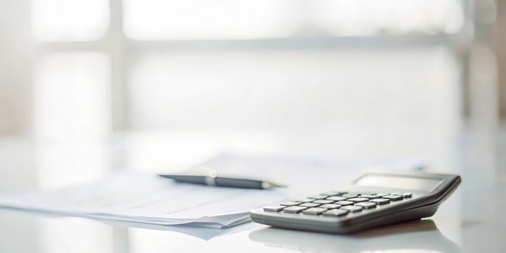 Planning documents and calculator blurred in the background, focusing on expense planning.

