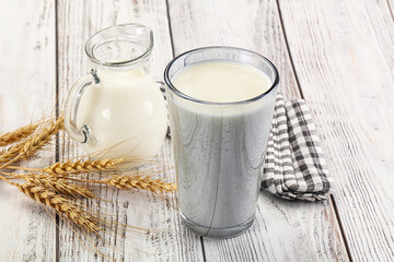 Organic milk in the glass