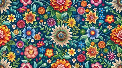 Seamless floral pattern with vibrant colors and intricate details, nature, flowers, seamless, design, background, garden