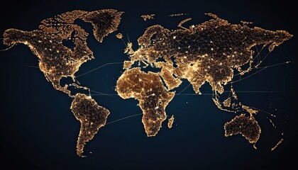 Business Network Illustrated Through an Interconnected World Map. Concept Global Business, Network...