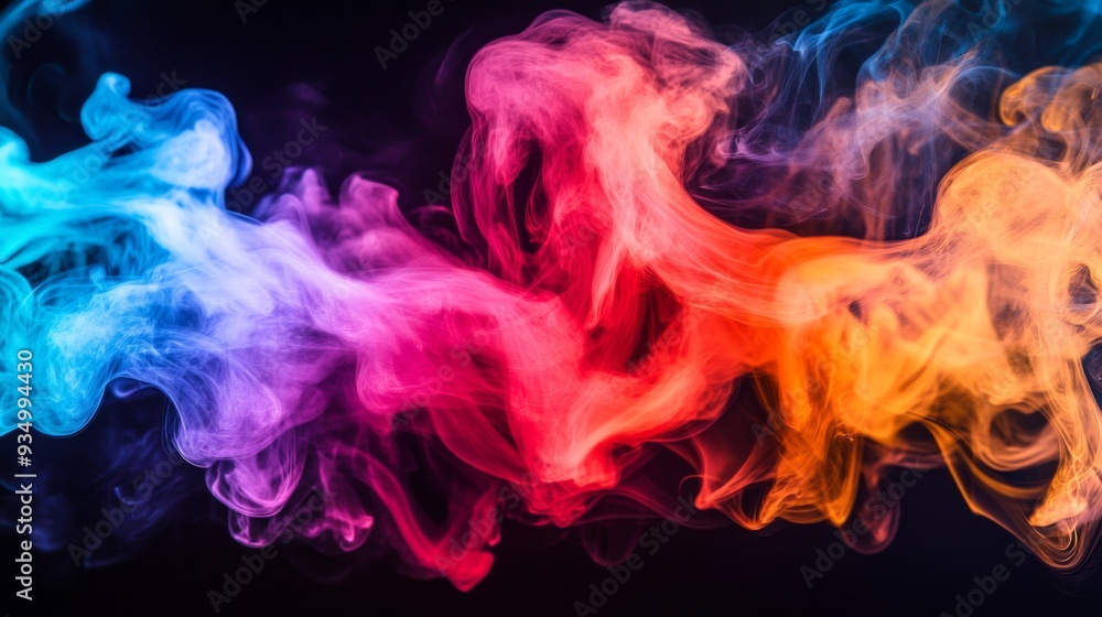 Aufkleber detailed shot of colorful smoke billowing in vibrant hues, creating dynamic, abstract patterns again