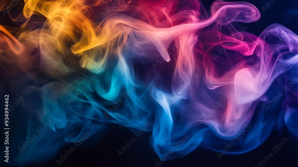 Aufkleber detailed shot of colorful smoke billowing in vibrant hues, creating dynamic, abstract patterns again