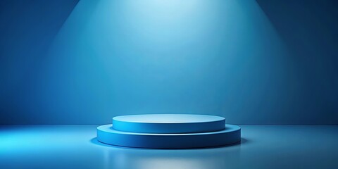 Abstract blue podium in a composition , podium, abstract, blue,render,concept, stage, presentation, stand, platform