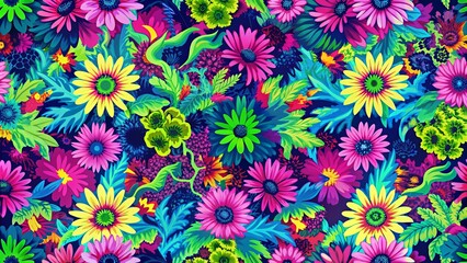 Neon flowers seamless camouflage pattern for clothes, neon, flowers, seamless, camouflage, pattern, clothes, grunge, design
