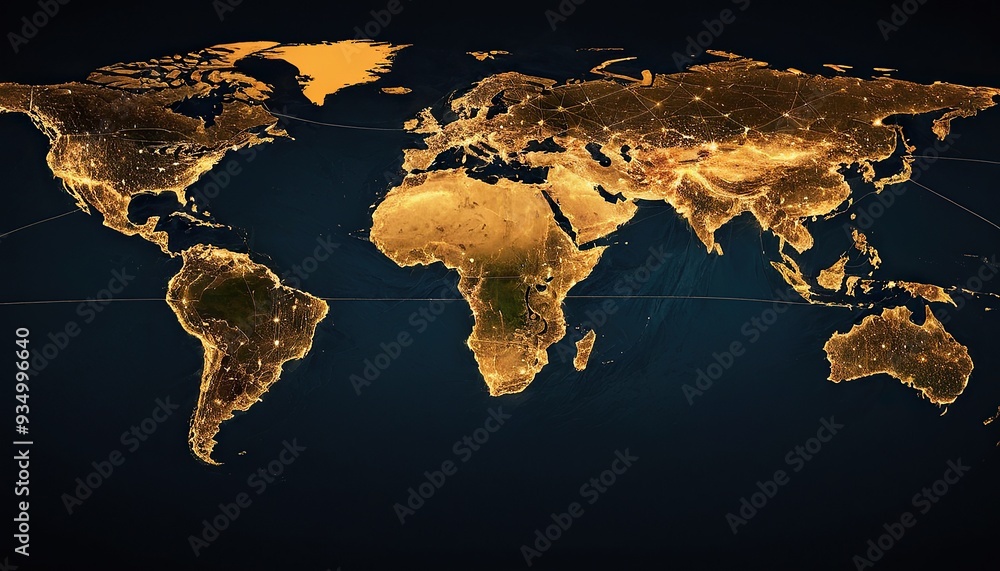 Poster global business network illustrated through an interconnected world map concept global business netw