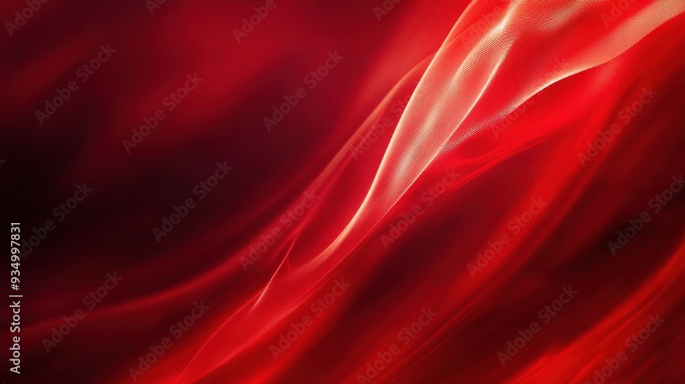 Poster crimson flow: abstract waves of red and orange intertwine, creating a vibrant and dynamic compositio