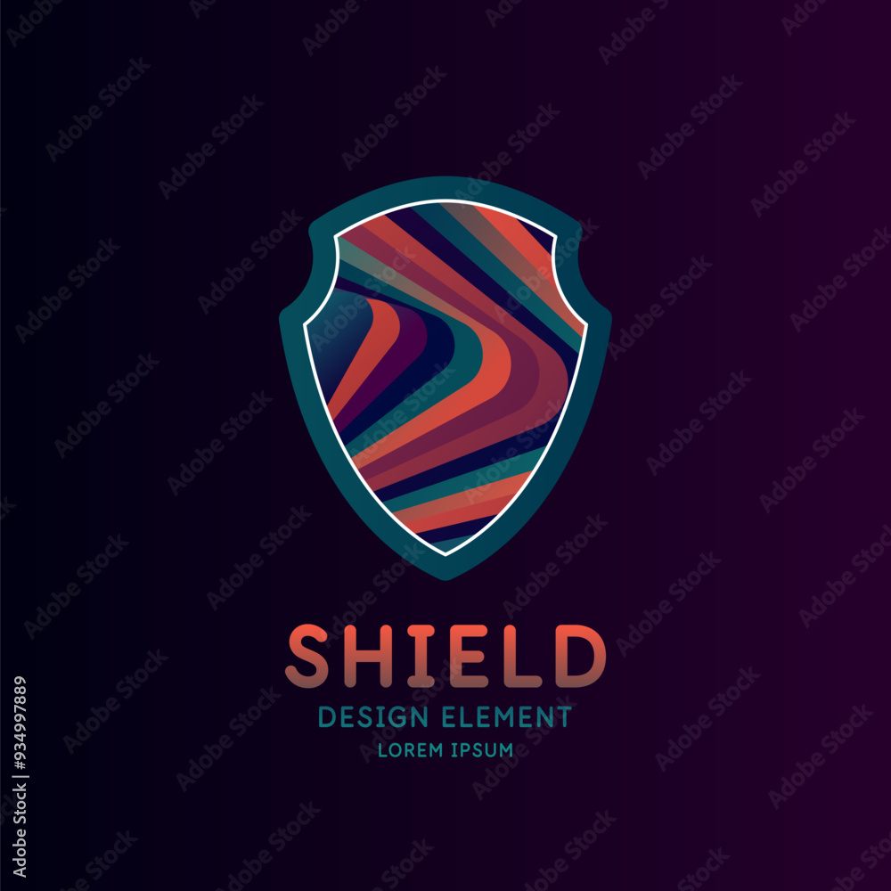 Poster shield, a symbol of protection and reliability. vector illustration. graphic element for design. iso