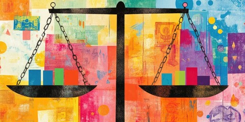 Balancing Fiscal Policies for Economic Stability - Abstract Financial Concept with Scales and Currency Symbols