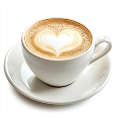 Fototapeta premium A Cup of Coffee with a Heart-Shaped Latte Art Design
