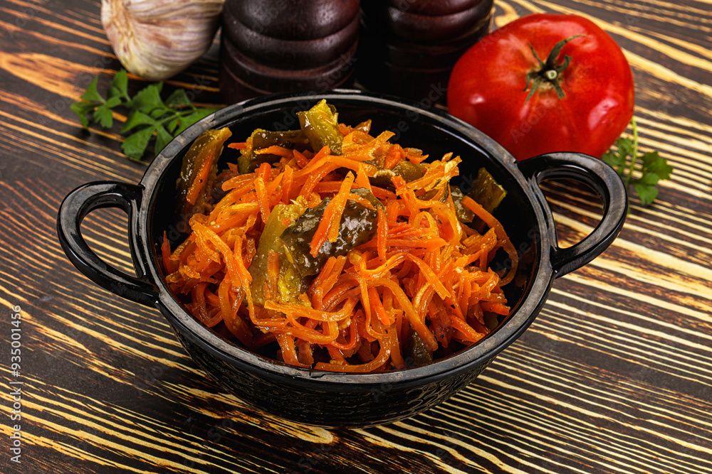 Wall mural Salad with korean carrot and cucumber