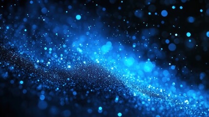 Fototapeta premium Abstract Blue Glitter Background with Bokeh Lights