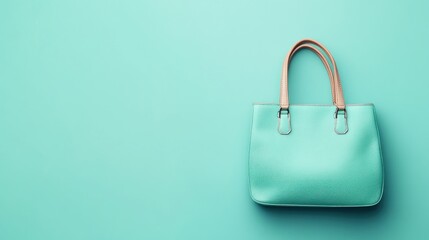 Turquoise handbag on a mint background