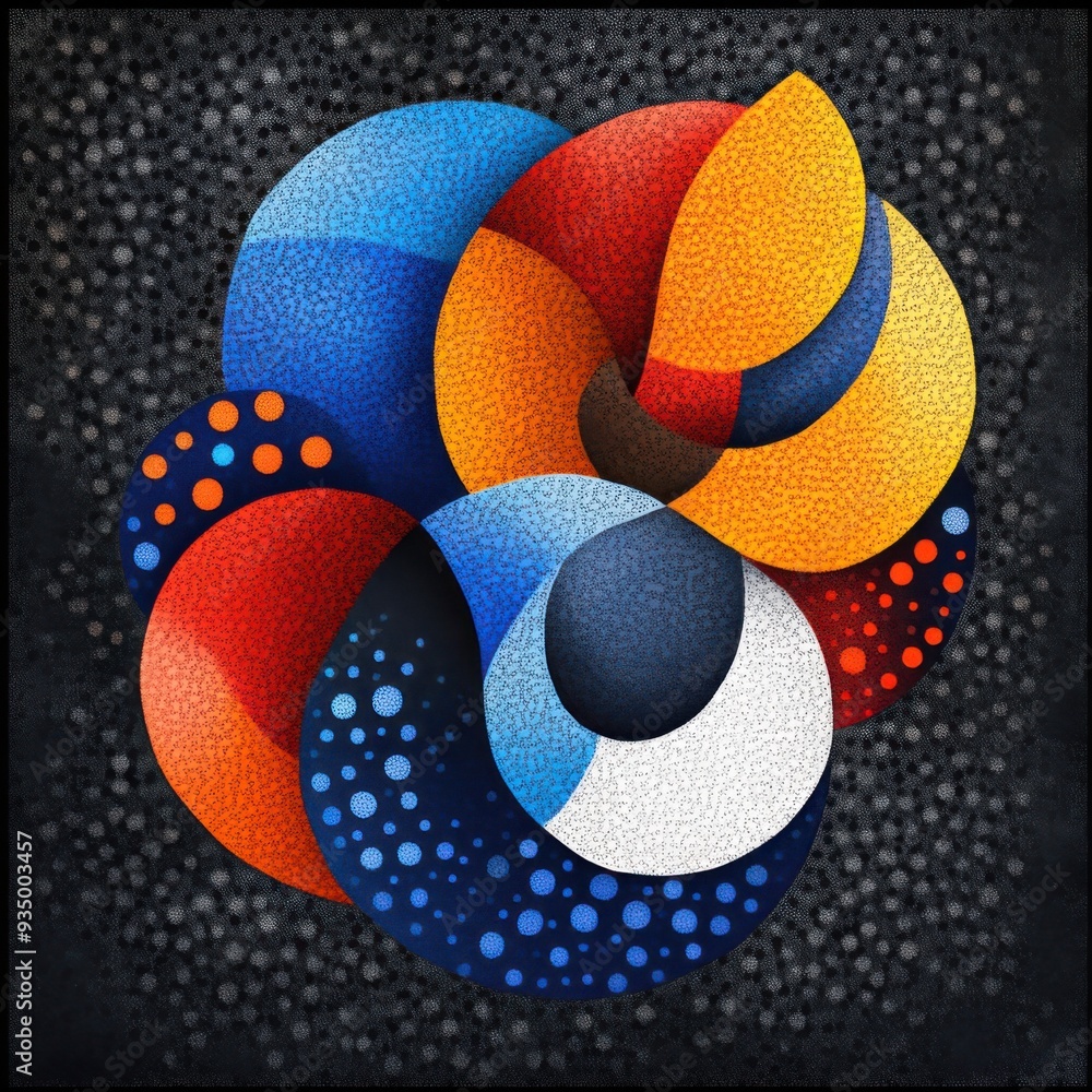 Aufkleber futuristic geometric composition of fragmented dots with sharp edges and vibrant colors