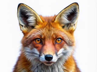 Fototapeta premium Vibrant red fox with sharp ears and piercing eyes, isolated on a transparent background, perfect for graphic design, advertising, and wildlife-themed projects.