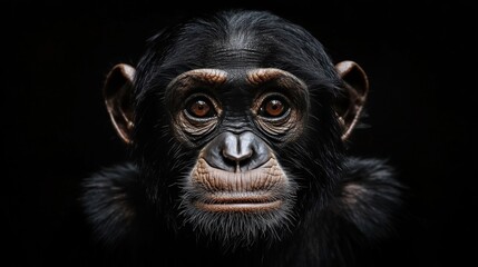 Chimpanzee Portrait with Intense Gaze