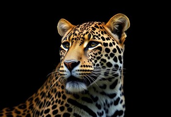Obraz premium leopard portrait isolated on black background
