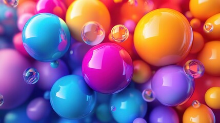 Abstract Colorful Spheres: A vibrant and dynamic composition of iridescent spheres in a spectrum of colors, evoking a sense of playful energy and visual delight.