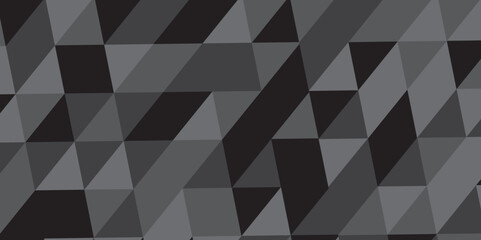 Fototapeta premium Abstract geometric black and gray background seamless mosaic and low polygon triangle texture wallpaper. Triangle shape retro wall grid pattern geometric ornament vector square element background.
