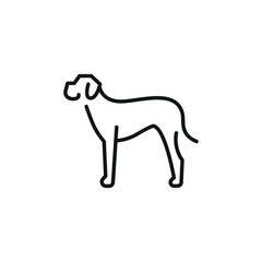 Dog icon. A simplified representation of a dog, often a symbol of loyalty, companionship, and domestic life. Perfect for use in pet care, veterinary services. Vector illustration 