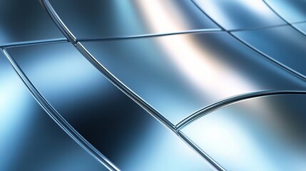 Metallic Flow: Abstract chrome panels undulate in a wave of blue and silver, capturing the sleek elegance of modern design. 