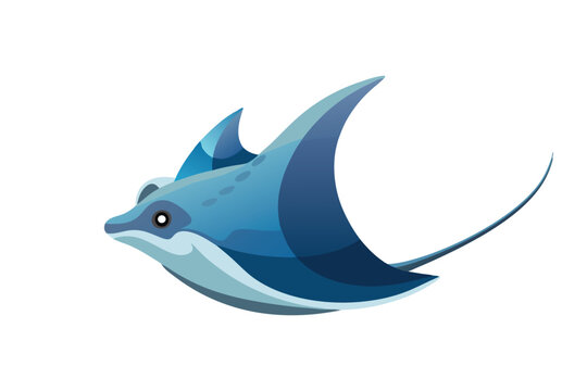 recommend clip art: Cownose Stingray Under water animal flat vector illustration on white background.