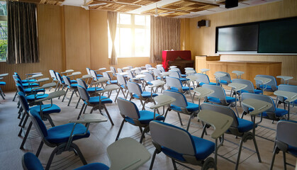 Chairs with boards in the classroom